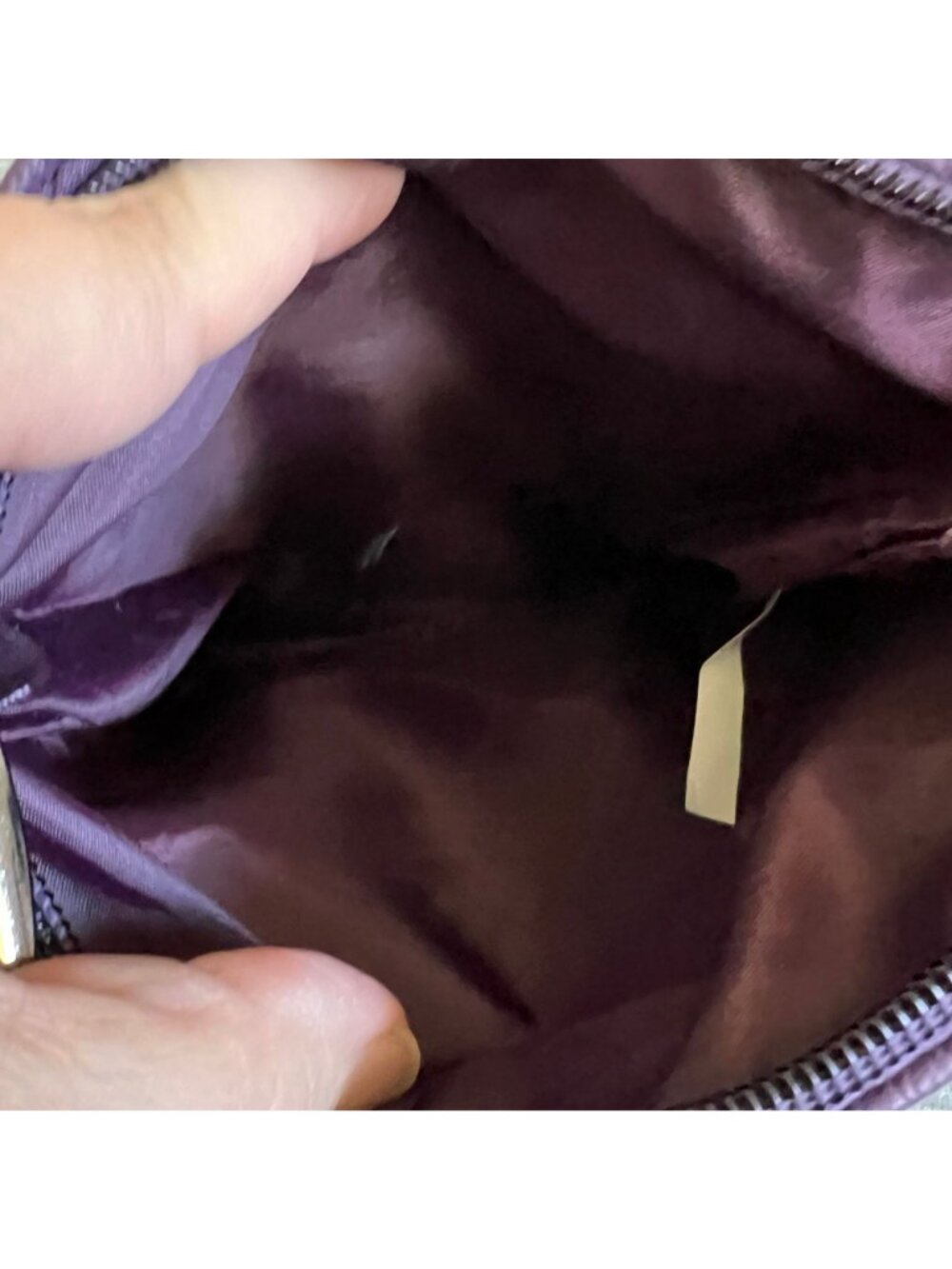 Purple Leather Crossbody Bag With Multiple Zipper Compartments & Adjustable Stra - Picture 5 of 5